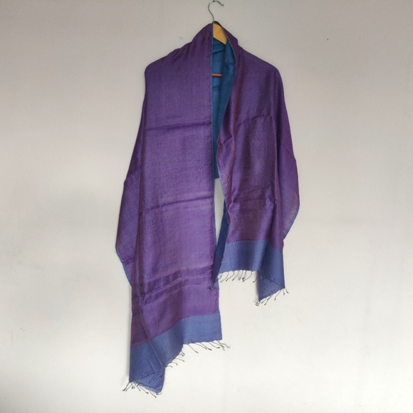 fabindia Other - Fabindia Pure Silk Double Layers Blue/Purple Stoll
